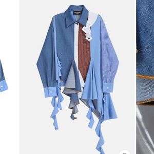 Patchwork Blue Button Down Shirt